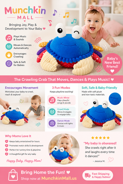 MunchkinMall™ Crawl & Giggle Crab – Baby Crawling Toy